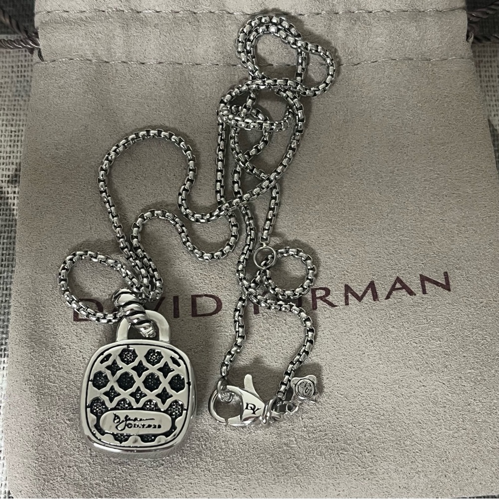 David Yurman Black Onyx Pavé Diamond Pendant Necklace - Silver - Picture 2 of 8